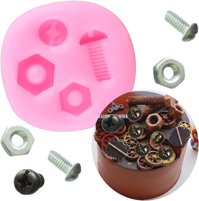 Hand Tools Silicone Mold Construction Tools Fondant Molds Screw Nut Candy Molds For Cake Decorating Cupcake Topper Chocolate Gum Paste Polymer Clay