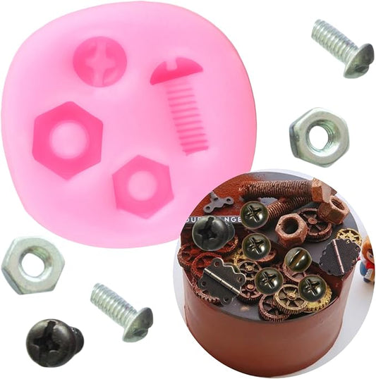 Hand Tools Silicone Mold Construction Tools Fondant Molds Screw Nut Candy Molds For Cake Decorating Cupcake Topper Chocolate Gum Paste Polymer Clay