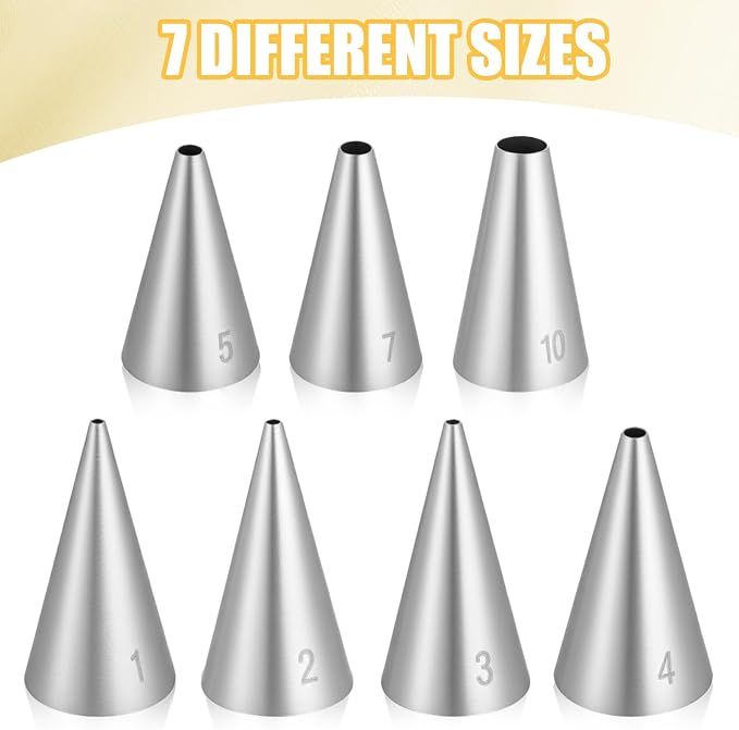 Round Piping Tips, 7 Pcs Small Piping Tips Stainless Steel for Baking, Decorating, Frosting, Icing (7 Sizes)