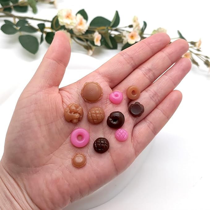 CoolDIY 3D Multipurpose Mini Silicone Mould Set: Bread, Doughnuts, Multiple Designs - Perfect for Clay Crafts, Nail Art Decor (5pcs Group1)