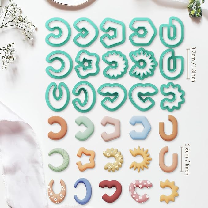 Polymer Clay Cutters - 15 Shapes Jewelry Earrings Cutter, Polymer Clay Cutters for Jewelry, Earring Making Kit with Storage Box