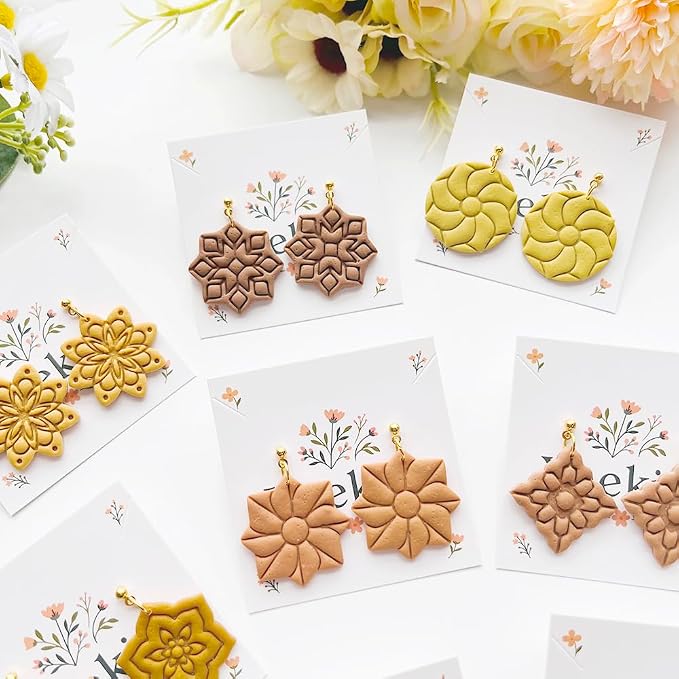 Xaekicr 11 Pcs Mandala Polymer Clay Cutters - Geometric Flower & Boho Shape Jewelry Making Tools for Earrings, Pendants & DIY Crafts, Soft Clay Molds