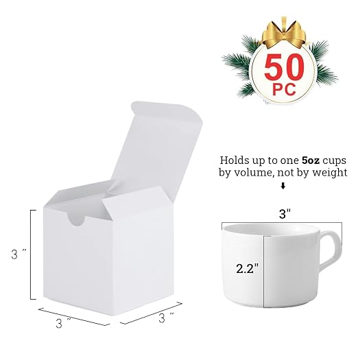 MESHA White Gift Box 50PC 3x3x3'' Sturdy Gift Boxes with Lids, Bridesmaid Proposal Gifts Box for Bridal, Cookies, Groomsmen Proposal Box, Party Favor, Wedding Favor