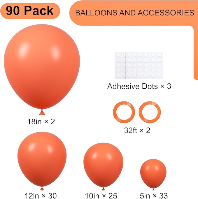 Voircoloria 90pack Coral Red Balloons Different Size 18/12/10/5 Inch Coral Red Balloon Garland Arch Kit for Graduation, Wedding, Birthday, Princess Theme Party, Valentine's Day Party Decorations