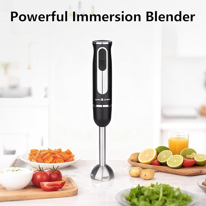Liebe&Lecker Immersion Hand Blender 300W Handheld Electric Stick Blender | 2 Speed Stainless Steel Handheld Blender, Small Soup Blender Smoothie Maker, Zero BPA Food Processor Kitchen Appliances