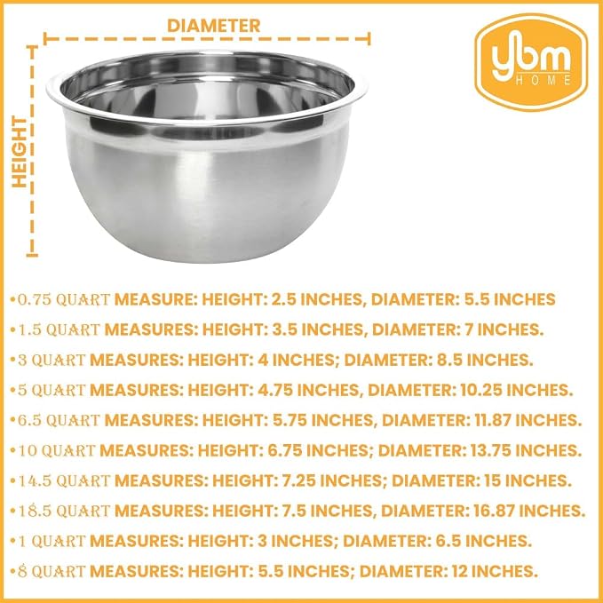 YBM HOME Heavy Duty Professional Stainless Steel Mixing Bowl – Commercial Grade Deep Prep & Serving Bowl for Baking, Cooking, Dough Mixing & Food Prep, Dishwasher Safe, 0.75 Quarts, Pack of 48