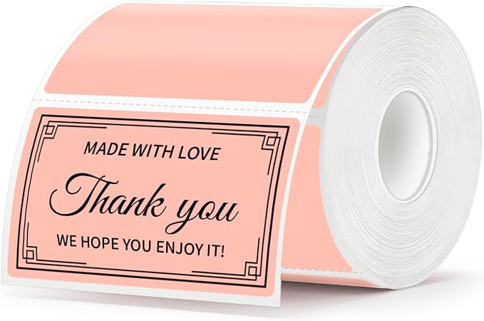 500 Labels/Roll 2" x 3" Pink Thermal Labels, Self-Adhesive Rectangle Thermal Sticker for Name Tag, Bakery, Gift, Address, Small Business