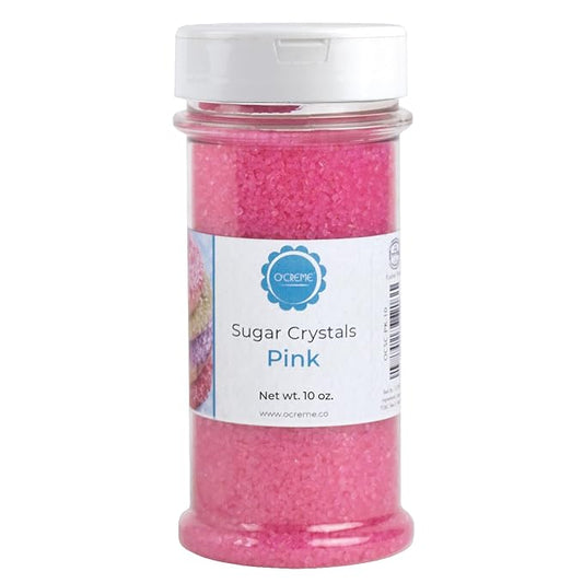 O’Creme Sugar Crystals - Coarse Sugar for Cookie Decorating - Eye-Catching Sugar Crystals – Coarse Sugar for Unique Cake Toppings, Cupcakes and Cookies – Ideal Decoration Solution - 10 Ounce Pink