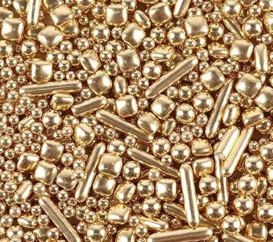 Gold Dragees Sprinkles Sprinkles for Cake Decorating, Gold Pearl Sugar Cupcake, Cookies, Ice Cream Toppings, 120g/ 4.2 Ounces Cake Decorations Baking for Christmas Wedding Shower, New Year’S Eve
