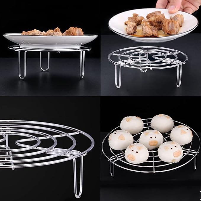 Steam Rack, Heavy Duty Steaming Rack Stand, Stainless Steel Round Steamer Cooling Rack Trivet, Pot Steamer Insert Food Stand, Steaming Cookware Accessories(SIZE:19.5cm/7.68in)