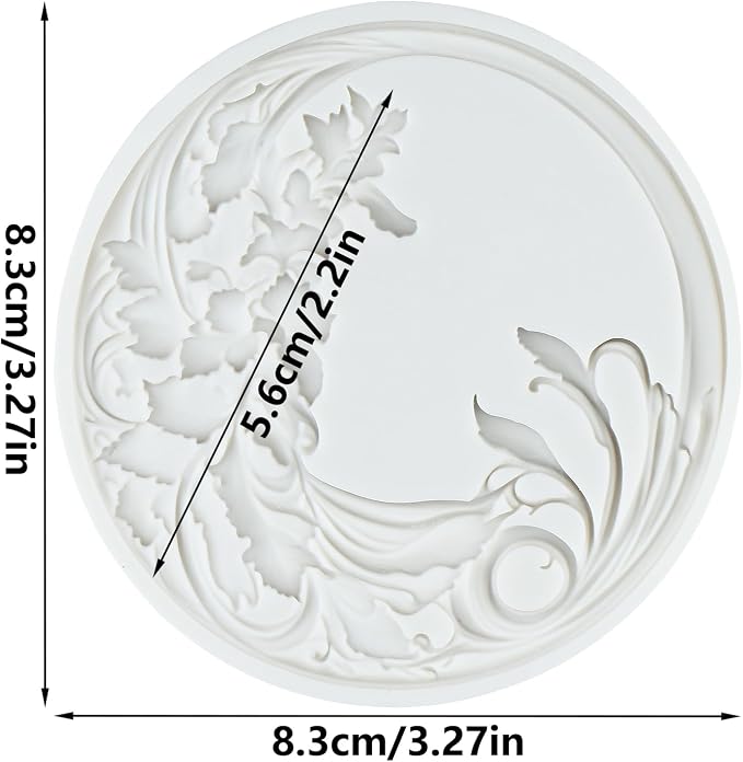 Flower Wreath Silicone Mold Baroque Scroll Leaf Fondant Molds for Cake Decorating Chocolate Cupcake Topper Candy Polymer Clay Gum Paste