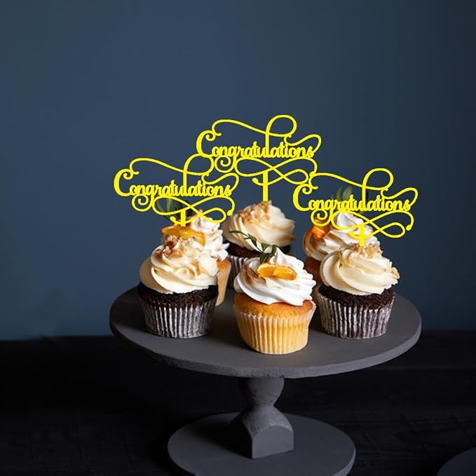 Congratulations Cake Topper,Congratulations 2026 Graduation Cake Topper,Graduation, Wedding, Retirement, Birthday, Anniversary, Celebration Party Decorations Supplies (12 Pcs Acrylic Gold)