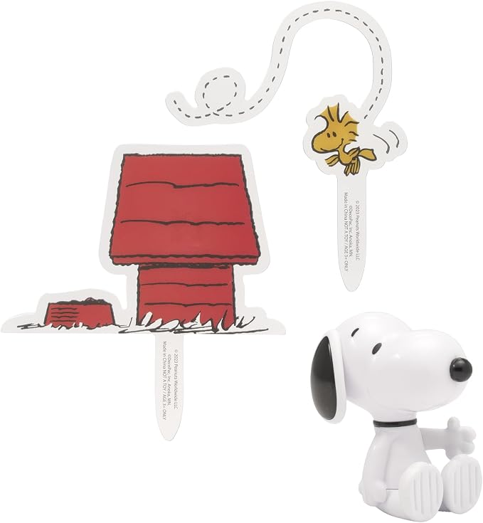DecoSet® Peanuts® Snoopy® and Woodstock® Cake Topper, 3-Piece Cake Decoration | For Birthday, Parties, Celebration