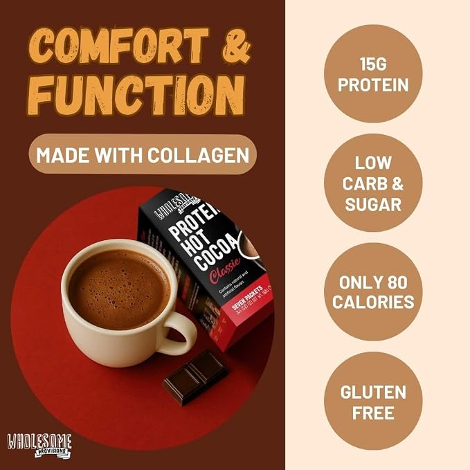 Protein Hot Chocolate, Keto Hot Chocolate Mix, Low Carb Hot Cocoa, 15g Protein, 3g Net Carbs, Low in Sugar, Instant Hot Coco, 7 Individual Macro-Controlled Packages (Classic, 5 Pack)