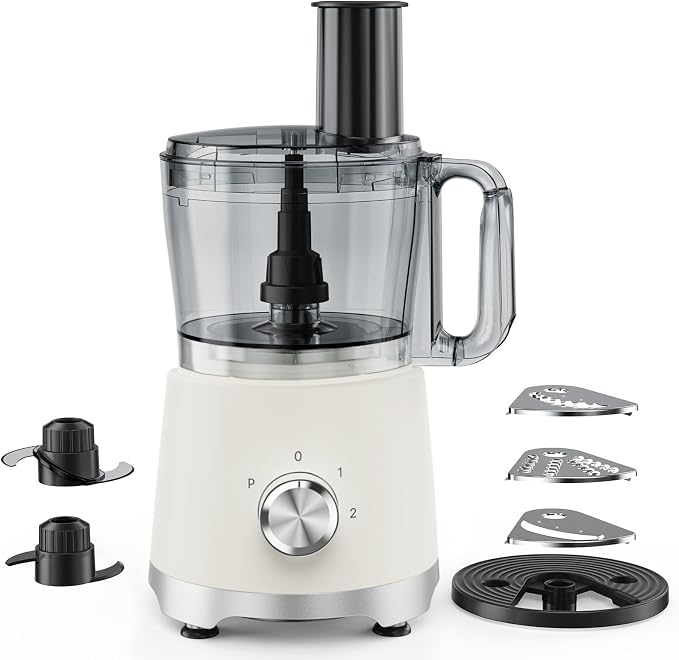 NEWBULIG 10.5 Cups Food Processor, Versatile Food processors with 5 Blades, 600W Powerful Meat Grinder for Slicing, Shredding, Chopping, Kneading, Dishwasher Safe, for Meat, Vegetables, Fruit, Dough