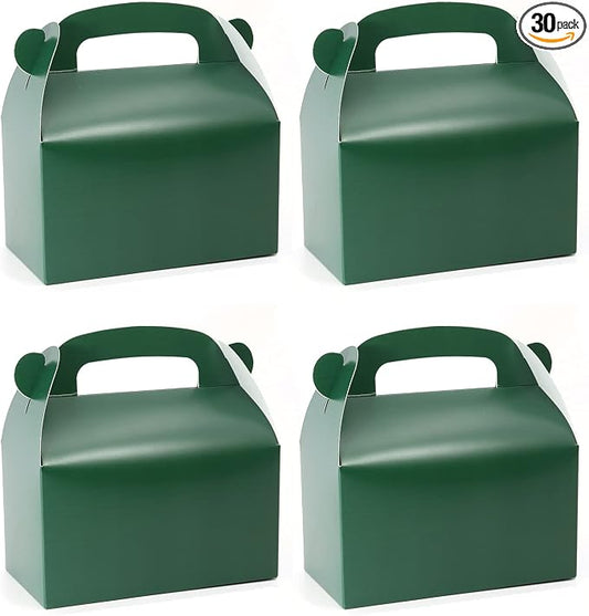 30Pcs Dark Green Party Favor Gift Boxes Gable Paper Treat Box | Cardboard Goodie Candy Box Perfect for S t Patricks Day Gift Giving Birthday or Any Fun Party