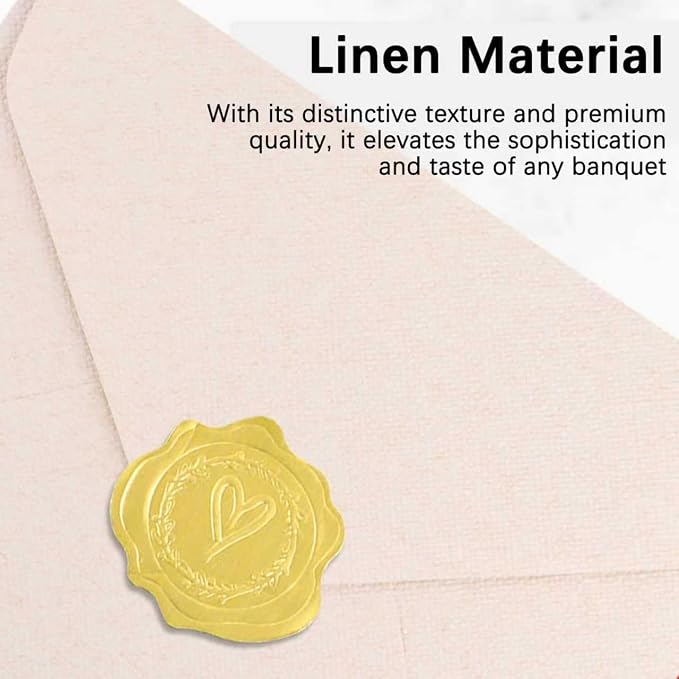 20 Pack 4x6 White Linen Envelopes with Gold Wax Seals - Handmade Look A6 Vintage Envelopes & Self-Adhesive Seal Stickers for Greeting Cards, love letter, Wedding, Party Invitation