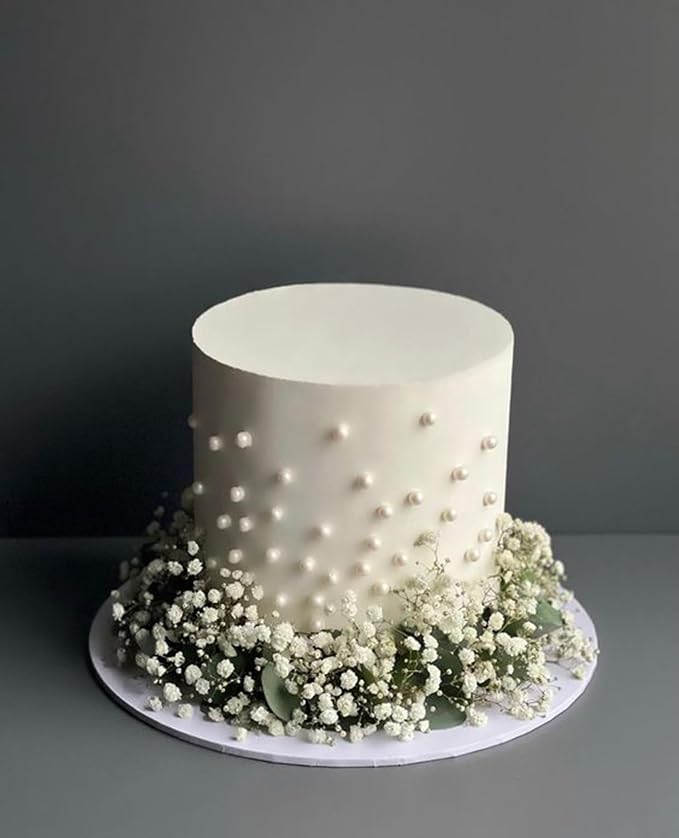 5 Sizes Edible White Pearls Sugar Sprinkles 130g/4.6oz, 2,4,7,10,12mm Candy Pearl for Cake Decorating and Cupcake Toppers Cookie Decorations Ice Cream Topping Wedding Valentines Halloween Christmas