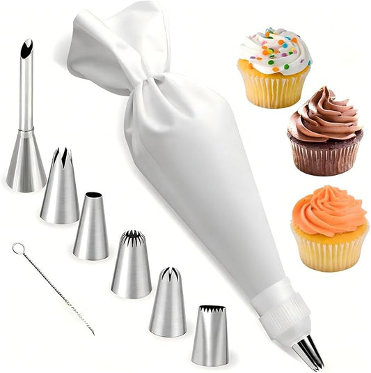 9pcs Reusable cotton Piping Bags and Tips, for Cupcakes/Cookies Decorating