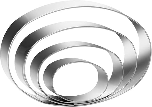 Oval Cookie Cutter Set Large - 5 Inch, 4 Inch, 3 Inch, 2 Inch - Geometric Cookie Cutters Shapes Molds - Stainless Steel Homemade Oval Biscuit Treats Cutter…