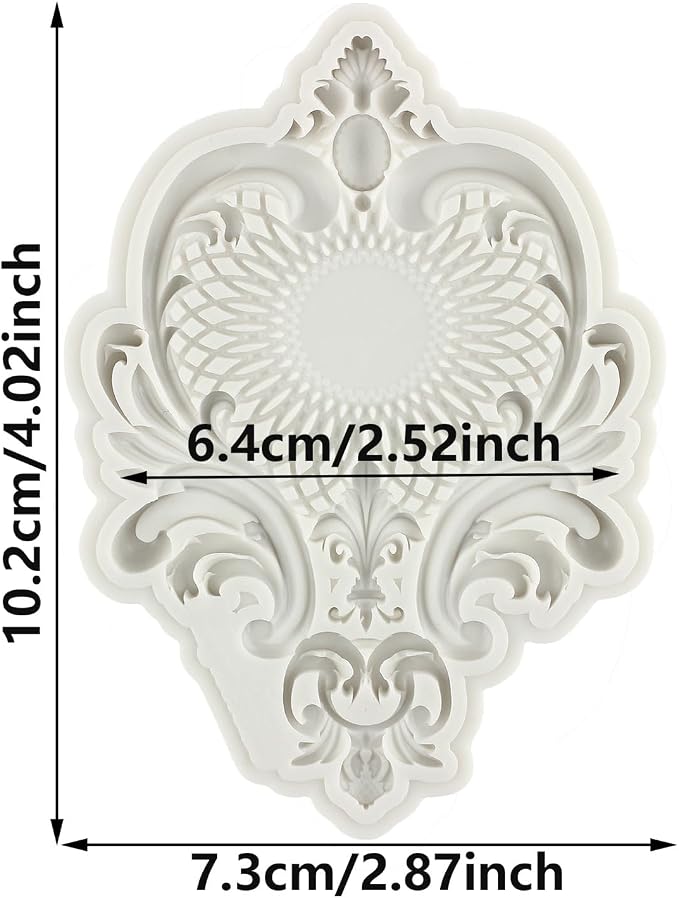 Baroque Fondant Molds Curlicues Scroll Border Lace Silicone Molds Relief Flower Mold Filigree Mold 3D Sculpted For Cake Decorating Cupcake Topper Gum Paste Candy Chocolate Polymer Clay