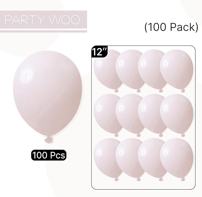 PartyWoo Beige Balloons 100pcs 12 Inch Boho Cream Ivory Neutral White Latex Balloons for Graduation Wedding Anniversary Engagement Bridal Shower Baby Shower Birthday Party Decorations White-F60