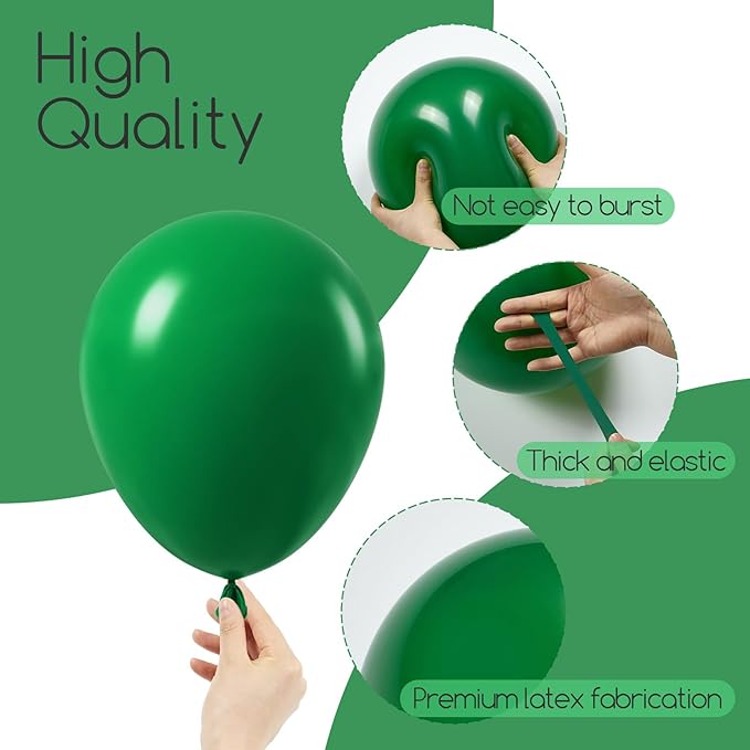 120pcs Dark Green Balloon Arch Kit, 18 12 10 5 inch Green Latex Balloons Different Sizes Dark Green Balloon Garland for Jungle Tropical Safari Birthday Party Decorations