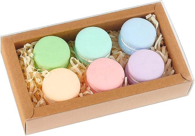 NBEADS 12 Pcs Rectangle Drawer Kraft Boxes, 6.3x3.54x1.26 Inch Gift Packaging Case Foldable Paper Drawer Boxes with Clear Plastic Cover for Party Favor Treats Candy and Jewelry Crafts, Burlywood