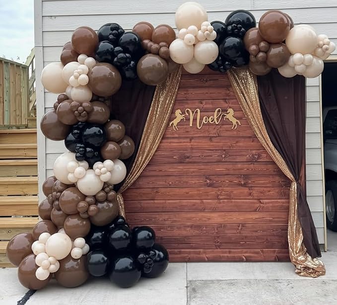 Black and Brown Balloon Garland Arch Kit 168pcs Different Size Western Balloon Arch for Boy First Rodeo Fiesta Party Wild West Country Birthday Cowboy Baby Shower Gender Reveal Party Decor