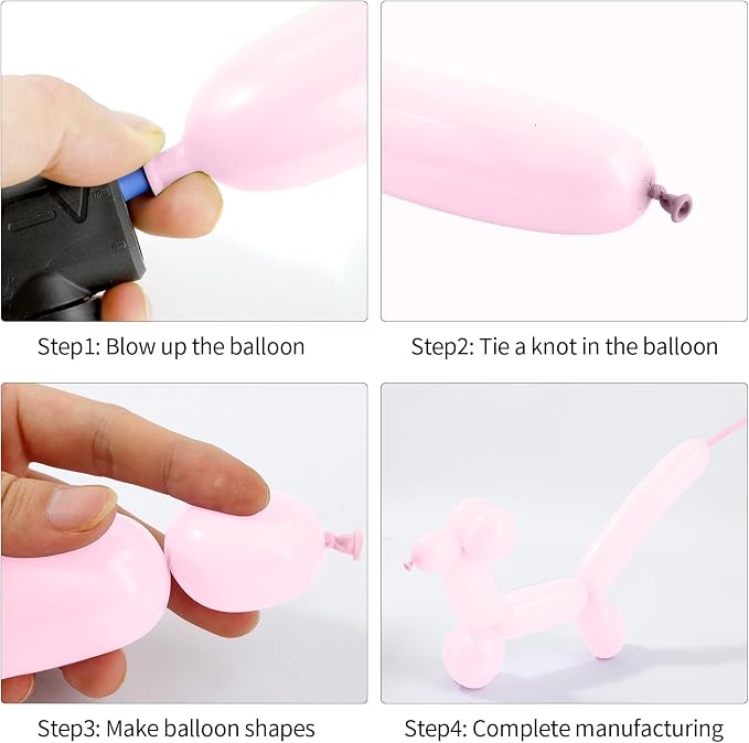 260 Macaron Pink Balloons for Balloon Arch and Animals, with 50 Long Balloons Included