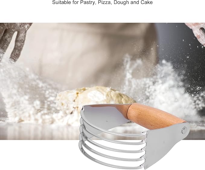 Pastry Cutter, Stainless Steel Dough Cutter, Pastry Blender with 5 Heavy Duty Blades and Comfortable Handle for Pastry Baking, Handle Length 7.5cm