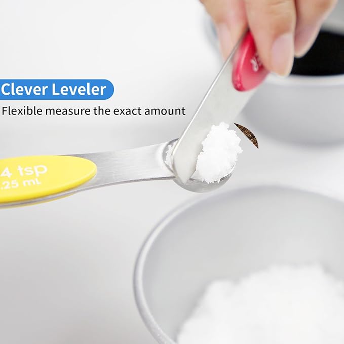Set of 8 Stainless Steel Magnetic Measuring Spoons Set with Leveler,Dual Sided Stackable Steel Metal Teaspoons for Baking & Cooking Kicchen Accessories (Color)
