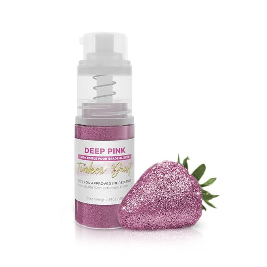 Bakell - Deep Pink Tinker Dust (4g, 1x Mini Spray Pump) Edible Glitter for Food, Desserts, and Baked goods!