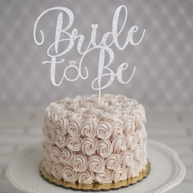 Silver Glitter Bride to Be Cake Topper - Bridal Shower Cake Topper,for Wedding Shower;Engagement;Bachelorette;Hen Party Decorations (silver)