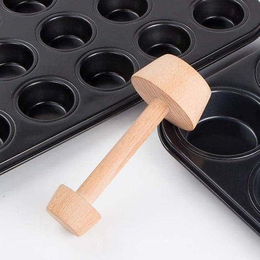 Tart Tamper - Double Side Wooden Egg Mold DIY Cake Pastry Pusher for Kitchen Party Baking Tools, Pie and Quiche Pans