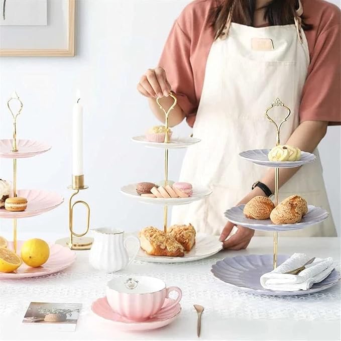 9 Set Cake Tiered Tray Hardware Kit Fittings - 3 Tier Cake Stand Hardware Holder for Christmas, Parties, Dessert Cupcake Trays - Gold, Black, White