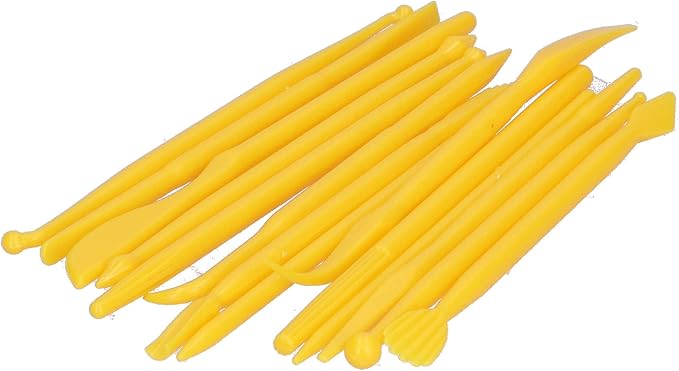 Fdit Clay Modeling Tools, 14 Pcs Double Ended PP Plastic Sculpting Kit for Cake Fondant Chocolate DIY Children Craft Educational Toys for School Home (Yellow)