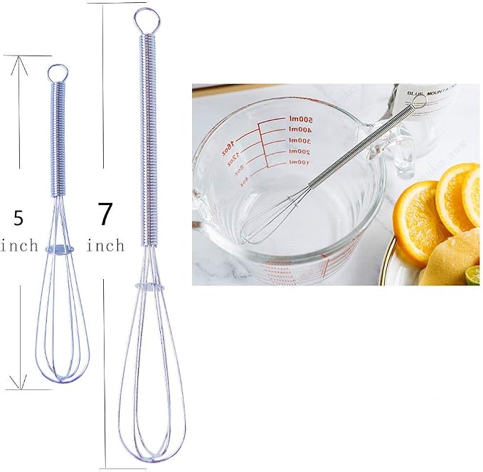 zYoung Mini Whisks Set of 2, 5 Inches and 7 Inches Tiny Whisk for Whisking, Beating, Blending Ingredients, Mixing Sauces