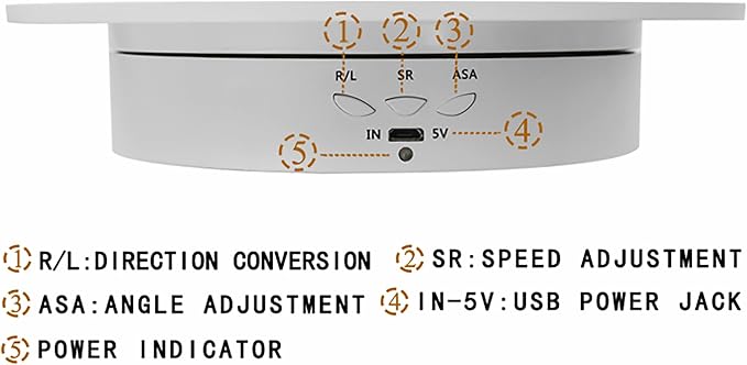 Rotating Display Stand Turntable Stand Black Spinning Stand for Product Shows with Telecontroller,7.87inch /17.6lbs Max Load,White Round