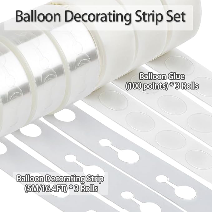 Balloon Arch Kit 49.2ft Balloon Tape & 300pcs Balloon Glue Point For Balloon Decorating Strip Kit For Party Graduation Wedding Birthday Baby Shower Decor