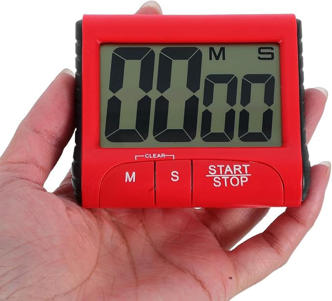 Garneck Red Digital Kitchen Timer with Large LCD Display Loud Alarm Magnetic Back and Easy Operation for Cooking Baking Games and Time Management