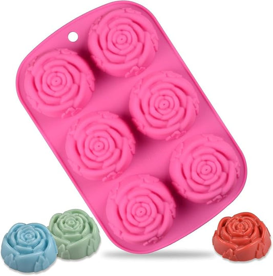 AKOAK 6-cavity Silicone Cake Mold, DIY Handmade Soap Mold, Non-stick Donut Mold, for Chocolate Pudding Jelly Muffin Cups, Kitchen Baking Decoration (Pattern)