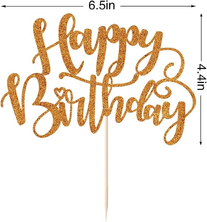 Handmade Glitter Happy Birthday Cake Topper,Birthday Party Cake Decorations, Anniversary/Birthday Party Decoration Supplies (Orange)