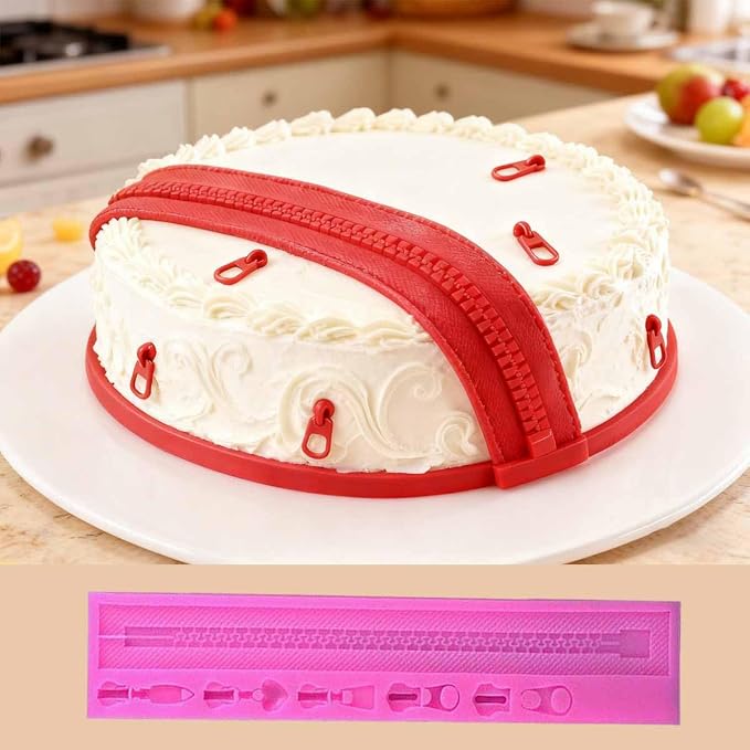 KuuGuu 2 PACK Zipper Chain Silicone Mold Realistic Chain Cake Fondant Mold Purse Bag Cake Decorating Mould for DIY Cake Border Decoration, Cupcake Topper, Jewelry, Polymer Clay, Crafting Projects