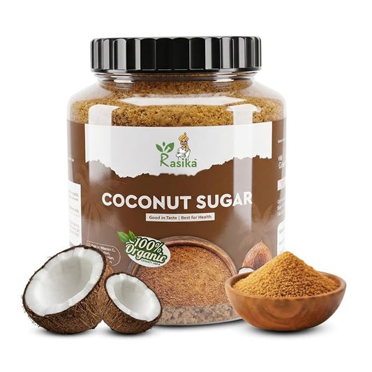 Rasika Organic Coconut Sugar – Natural, Unrefined, Low Glycemic Sweetener for Baking, Cooking & Beverages | Vegan, Gluten-Free, Non-GMO, Cane Sugar Alternative (500Gms)