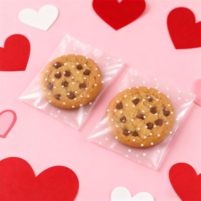 Morepack Self Sealing Cellophane Bags,200 Pcs Clear Cookie Bags Resealable Cellophane Bag for Packaging Packaging Bakery, Favors, (4"x6", No Stickers, Bows)