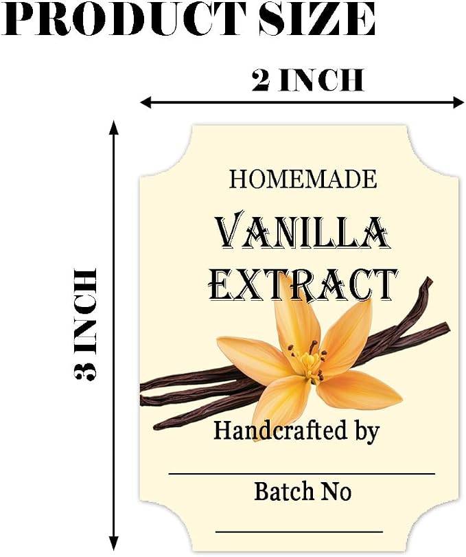 40 Pcs Vanilla Extract Labels 2 * 3 Inch Handmade Stickers for Homemade Honeys or Extracts, Handcrafted Bottles, Bottle Label