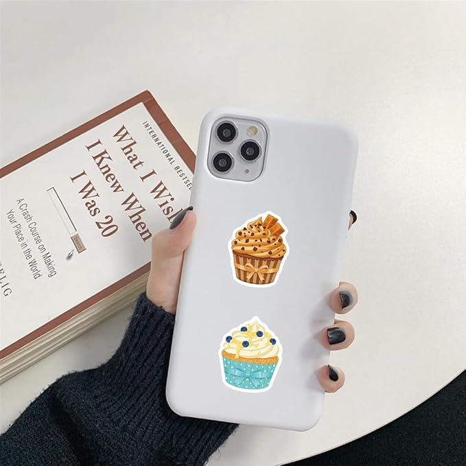 Cupcake Stickers,500Pcs Cute Dessert Party Decorations Stickers Colorful Cupcake Decals for Kids Scrapbooking Party Favors Water Bottles Envelopes Reward Labels