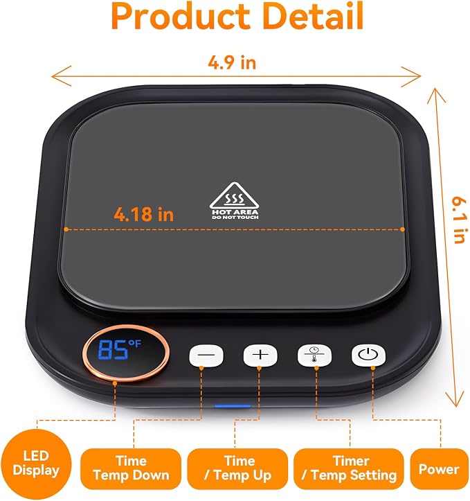 Sourdough Starter Warmer Mat, Sourdough Heating Mat for Jars up to 40 oz with Temp Memory Function & Precise 1°F Thermostat Control, Sourdough Warming Mat for Home Baking (Black, Regular)