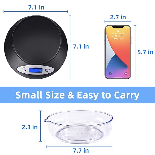 THINKSCALE Digital Kitchen Scale, 11lb/5kg Food Scale with Bowl, Digital Grams and Ounces for Weight Loss, Dieting, Baking, Cooking, and Meal Prep, Backlit Display